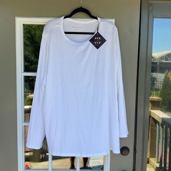 Ava & Viv NWT White Long Sleeve Blouse Shirt Size 4X - Picture 1 of 6